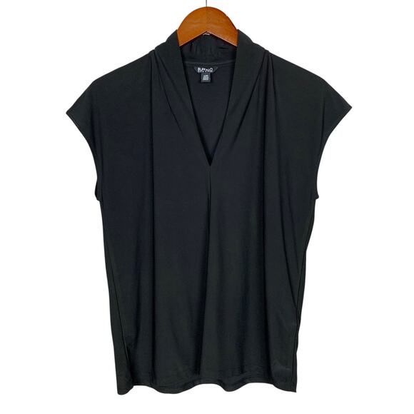Buffalo David Bitton Blouse Sleeveless Top Black Stretchy Knit V-Neck Women's S - Picture 1 of 5